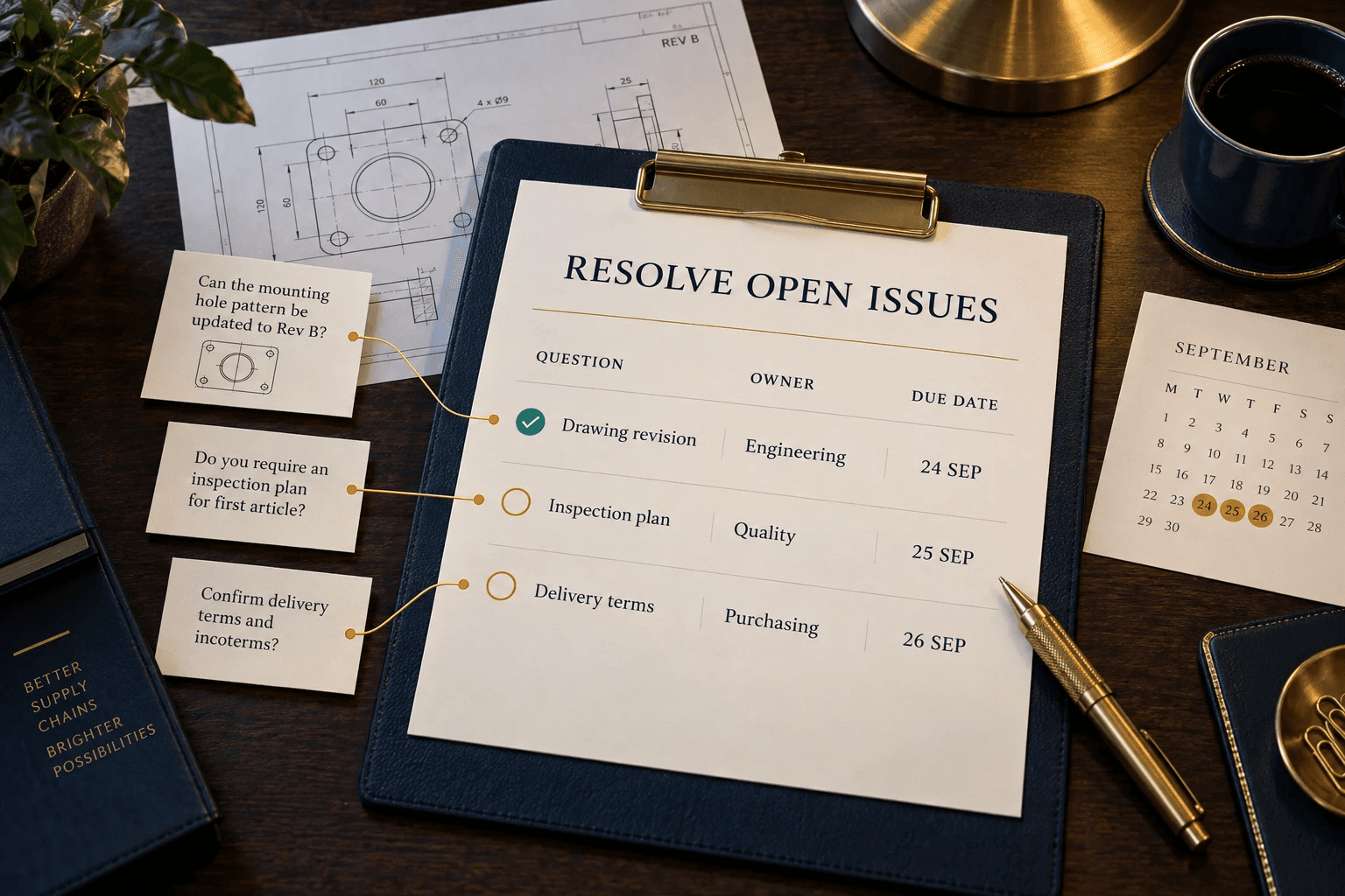Open issues with owners and due dates